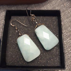 Pair of Aqua Chalcedony and Silver earrings from Sigal